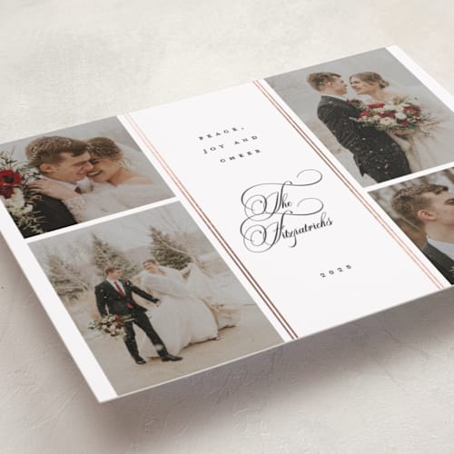 This is a ebony foil pressed holiday cards with foil pressed by Corinne Malesic called grace printing on recycled smooth signature in standard
