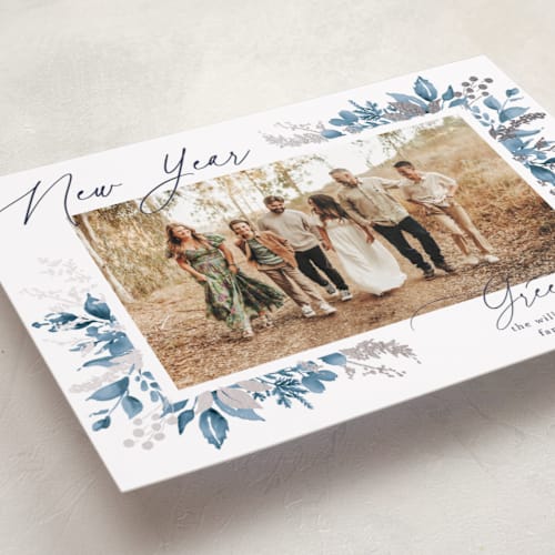 This is a dusk foil pressed holiday cards with foil pressed by Chris Griffith called a sparkle of holiday printing on recycled smooth signature in standard