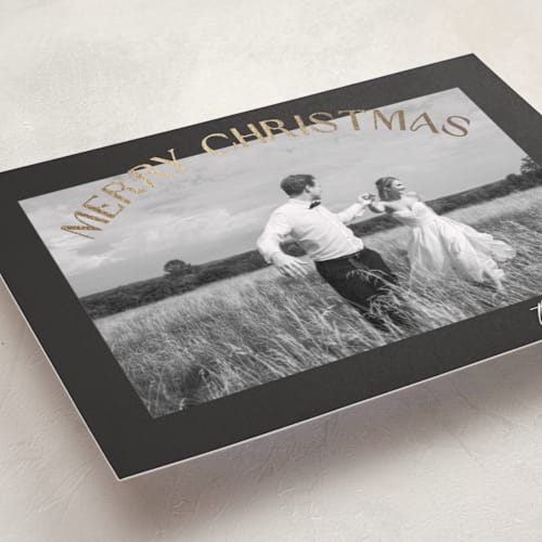 This is a ink foil pressed holiday cards with foil pressed by Creo Study called arched sentiment printing on recycled smooth signature in standard