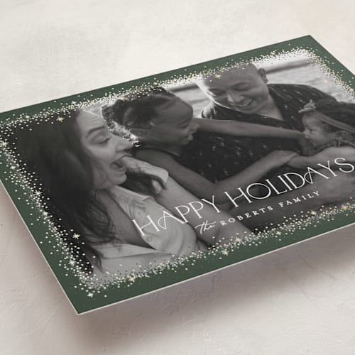 This is a foliage foil pressed holiday cards with foil pressed by Pixel and Hank called twinkle twinkle printing on recycled smooth signature in standard