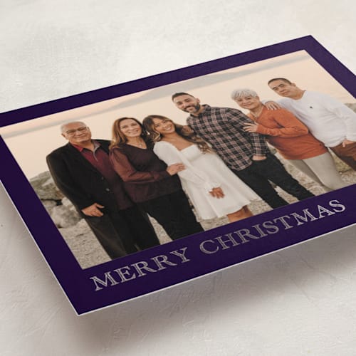 This is a marine foil pressed holiday cards with foil pressed by Chris Griffith called engraved holiday printing on recycled smooth signature in standard