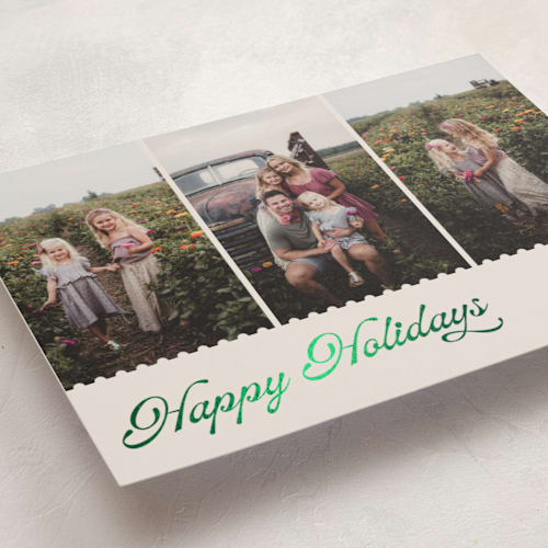 This is a pudding foil pressed holiday cards with foil pressed by Cass Loh called jagged edge printing on recycled smooth signature in standard