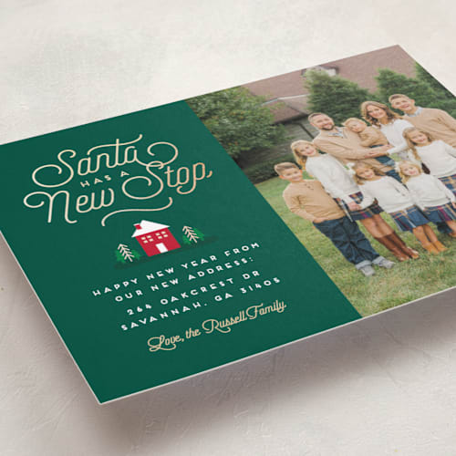 This is a noble fir foil pressed holiday cards with foil pressed by Erica Krystek called new stop printing on recycled smooth signature in standard