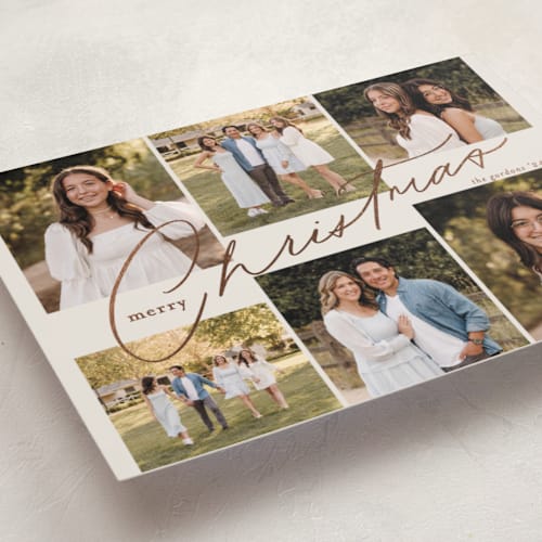 This is a sourdough foil pressed holiday cards with foil pressed by Brianne Larsen called staired printing on recycled smooth signature in standard