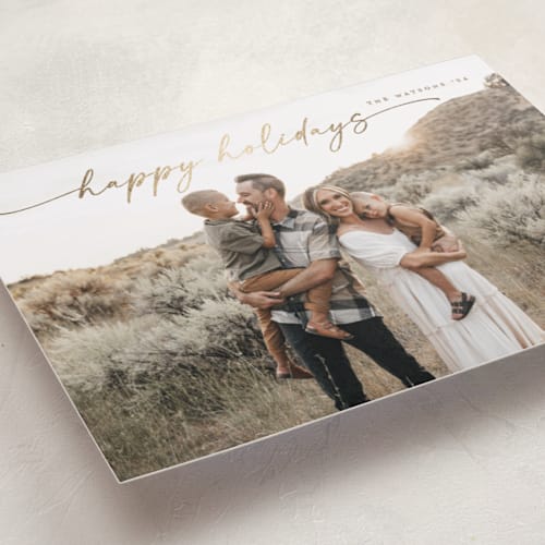 This is a wheat foil pressed holiday cards with foil pressed by Christy Hy Lee called simplicity printing on recycled smooth signature in standard