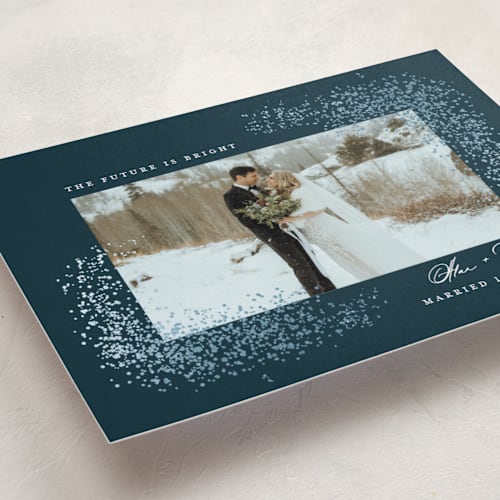 This is a midnight foil pressed holiday cards with foil pressed by Jessica Williams called glitter printing on recycled smooth signature in standard