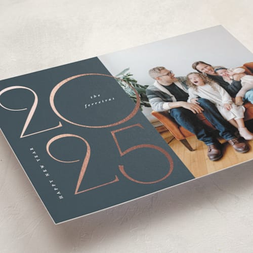 This is a wintermint foil pressed holiday cards with foil pressed by Ana de Sousa called big 2025 printing on recycled smooth signature in standard