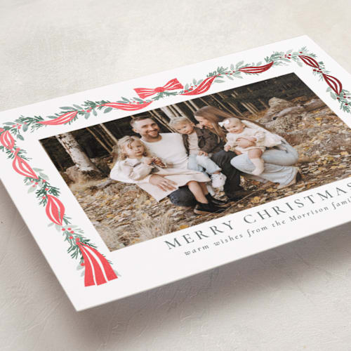 This is a wreath foil pressed holiday cards with foil pressed by Petra Kern called festival printing on recycled smooth signature in standard