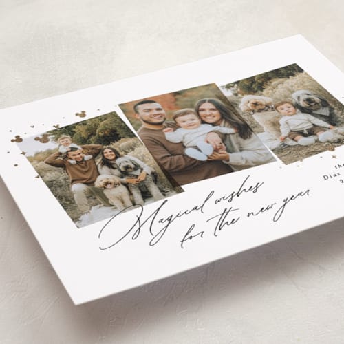 This is a star foil pressed holiday cards with foil pressed by Lea Delaveris called merry moments magical memories printing on recycled smooth signature in standard
