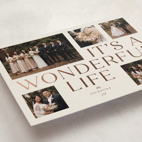 This is a shortbread foil pressed holiday cards with foil pressed by Paula Pecevich called it's a wonderful life printing on recycled smooth signature in standard