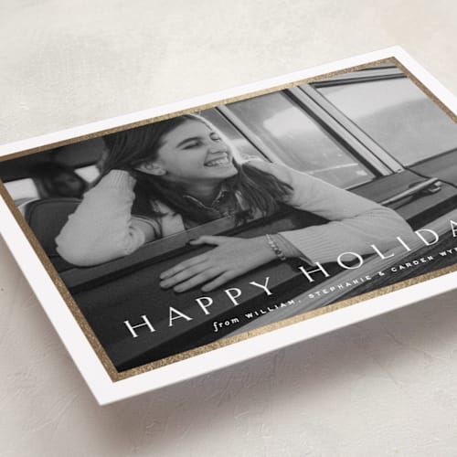 This is a cotton foil pressed holiday cards with foil pressed by Amy Kross called winds printing on recycled smooth signature in standard