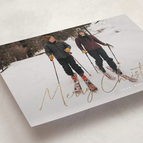 This is a sugar foil pressed holiday cards with foil pressed by MC Designs called adorn printing on recycled smooth signature in standard