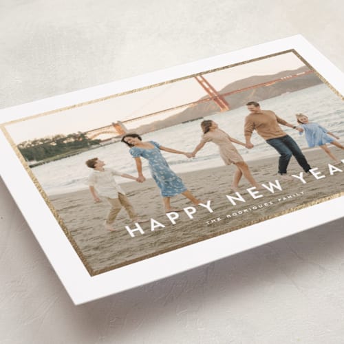 This is a cloud foil pressed holiday cards with foil pressed by Wildfield Paper Co called skyline printing on recycled smooth signature in standard