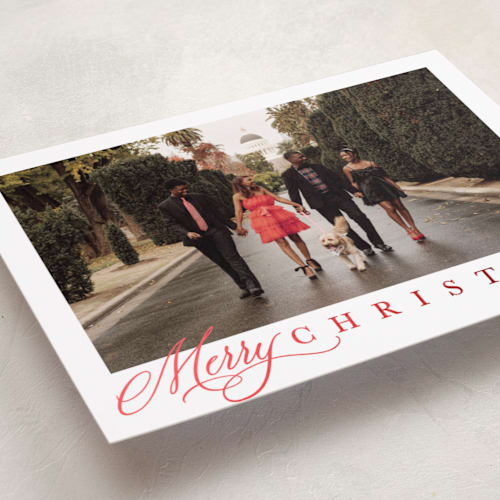 This is a cherry foil pressed holiday cards with foil pressed by Carolyn MacLaren called footnote printing on recycled smooth signature in standard