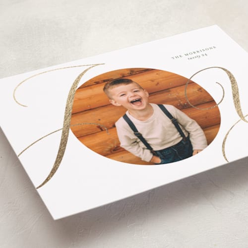 This is a evergreen foil pressed holiday cards with foil pressed by Jessica Williams called surrounding printing on recycled smooth signature in standard