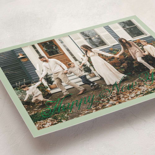 This is a mint foil pressed holiday cards with foil pressed by Pati Cascino called noelle printing on recycled smooth signature in standard