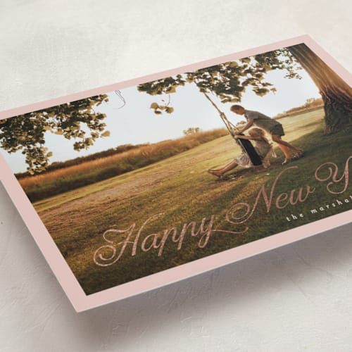 This is a petal foil pressed holiday cards with foil pressed by Pati Cascino called noelle printing on recycled smooth signature in standard