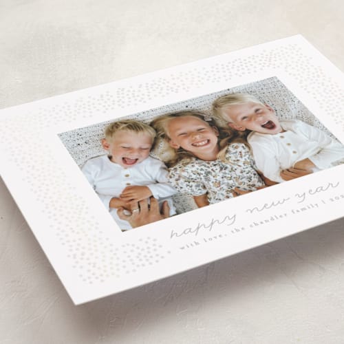 This is a snow gloss press holiday cards with gloss press by AK Graphics called festive sprinkles printing on recycled smooth signature in standard
