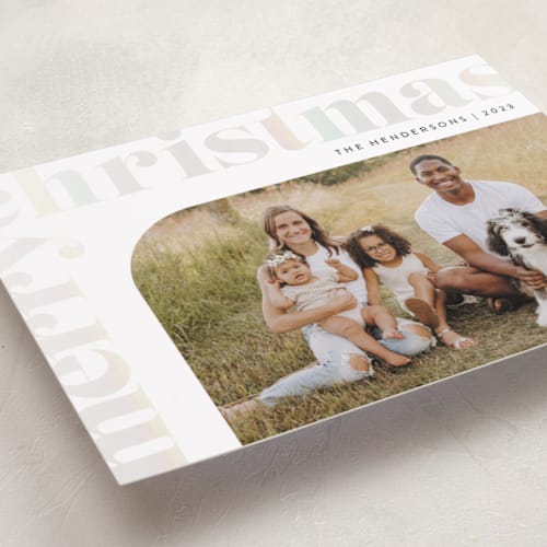 This is a dove gloss press holiday cards with gloss press by Carrie ONeal called holiday of joy printing on recycled smooth signature in standard