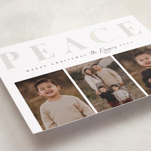 This is a dove gloss press holiday cards with gloss press by Snow and Ivy called ever present printing on recycled smooth signature in standard