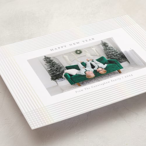 This is a pearl gloss press holiday cards with gloss press by Meggy Masters called holiday ribbon printing on recycled smooth signature in standard