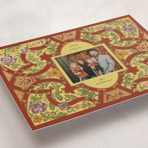 This is a poinsettia met with foil pressed by Jen Owens called strapwork printing on recycled smooth signature in standard