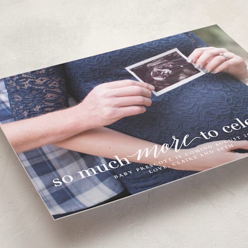 This is a pearl pregnancy announcements with standard by Lea Delaveris called more to celebrate printing on smooth signature in standard