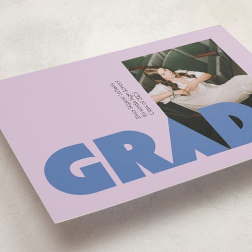 This is a grape graduation announcements with standard by Claire called bold baddie printing on recycled smooth signature in standard