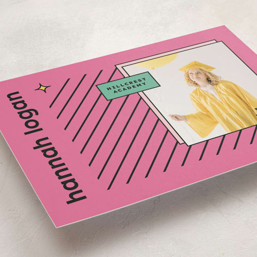 This is a watermelon graduation announcements with standard by Chryssi Tsoupanarias called fun grad printing on recycled smooth signature in standard