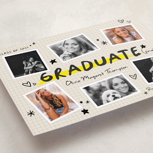 This is a paper graduation announcements with standard by Orasie called grad journal printing on recycled smooth signature in standard