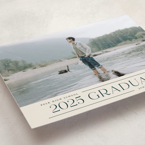 This is a ivory graduation announcements with standard by Erica Krystek called merry trim printing on recycled smooth signature in standard