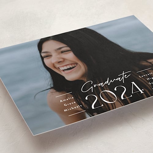 This is a cloud graduation announcements with standard by Susan Asbill called details printing on recycled smooth signature in standard