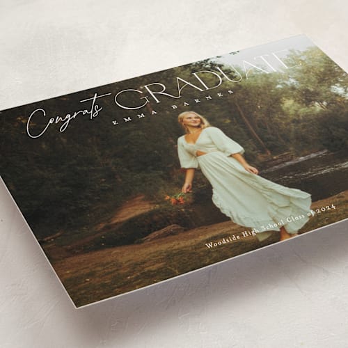 This is a snow graduation announcements with standard by Sarah Curry called fortified printing on recycled smooth signature in standard