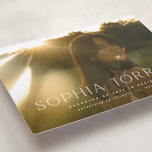 This is a cloud graduation announcements with standard by JoAnn Jinks called elegant name printing on recycled smooth signature in standard