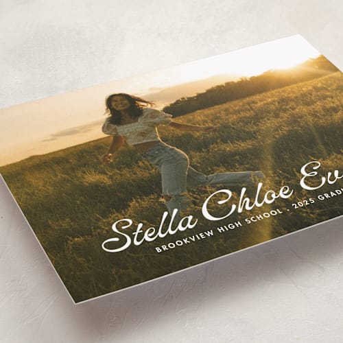 This is a cloud graduation announcements with standard by Lea Delaveris called days gone by printing on recycled smooth signature in standard