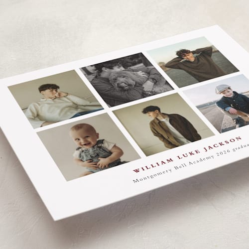 This is a burgundy graduation announcements with standard by Sara Hicks Malone called finley printing on recycled smooth signature in standard