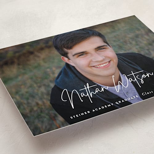 This is a pearl graduation announcements with standard by Sara Hicks Malone called signed printing on recycled smooth signature in standard