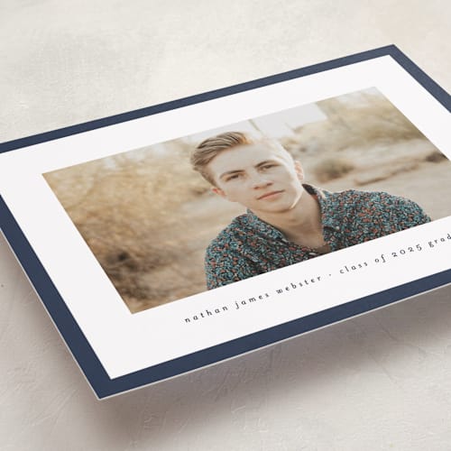 This is a space graduation announcements with standard by Lea Delaveris called wrapped printing on recycled smooth signature in standard