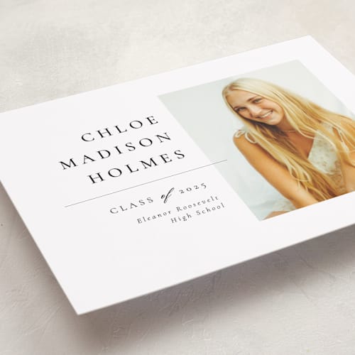 This is a snow graduation announcements with standard by Meggy Masters called divided printing on recycled smooth signature in standard