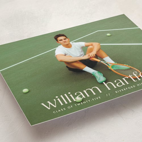 This is a silk graduation announcements with standard by Ellen Schlegelmilch called hartford printing on recycled smooth signature in standard