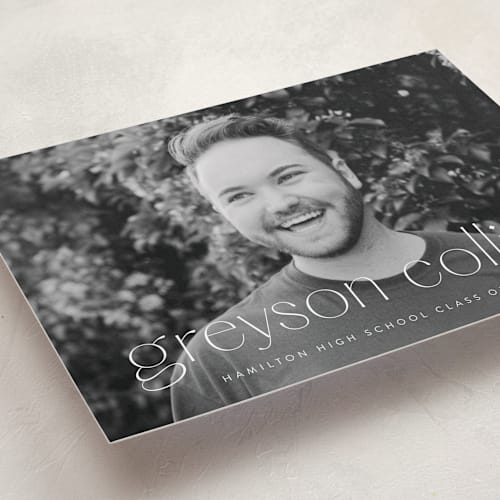 This is a salt graduation announcements with standard by Ekko Studio called understated printing on recycled smooth signature in standard