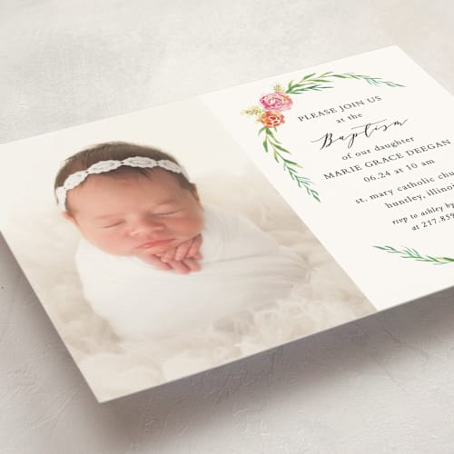 This is a fern baptism and christening announcements with standard by Mansi Verma called blessing from above printing on signature in standard