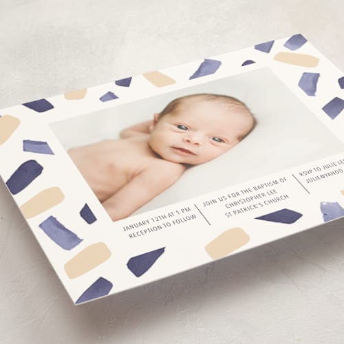 This is a deep sea baptism and christening announcements with standard by Hallie Fischer called paint dash printing on signature in standard