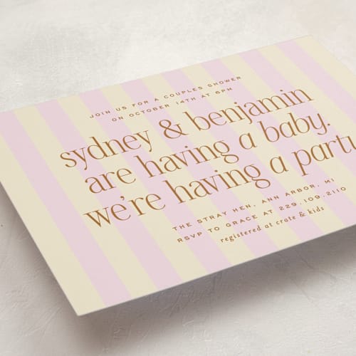 This is a petal baby shower invitations with standard by Ellen Schlegelmilch called we're having a party printing on signature in standard