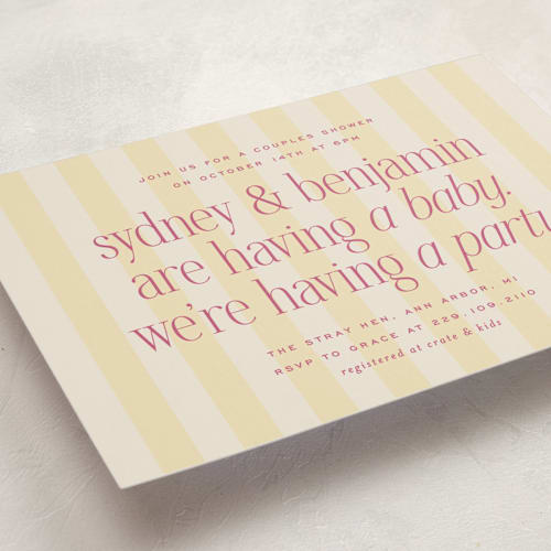This is a lemon baby shower invitations with standard by Ellen Schlegelmilch called we're having a party printing on signature in standard