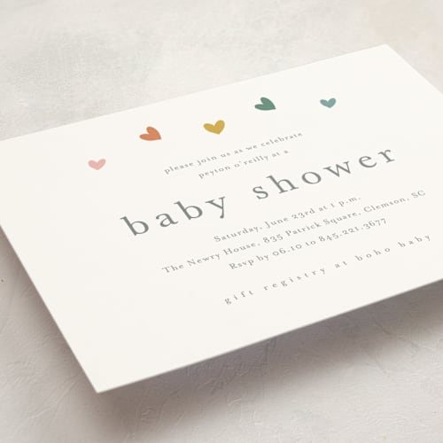 This is a hearts rainbow baby shower invitations with standard by Stacey Meacham called tiny hearts printing on signature in standard