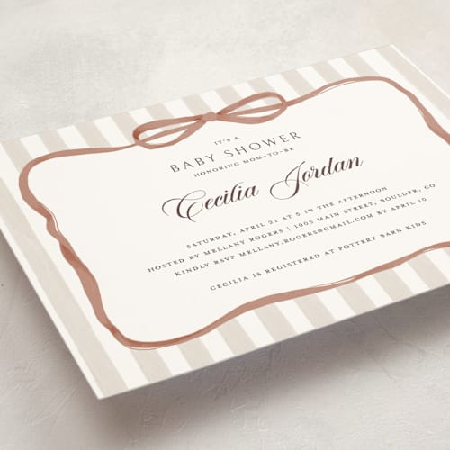 This is a latte baby shower invitations with standard by Pati Cascino called celina printing on signature in standard