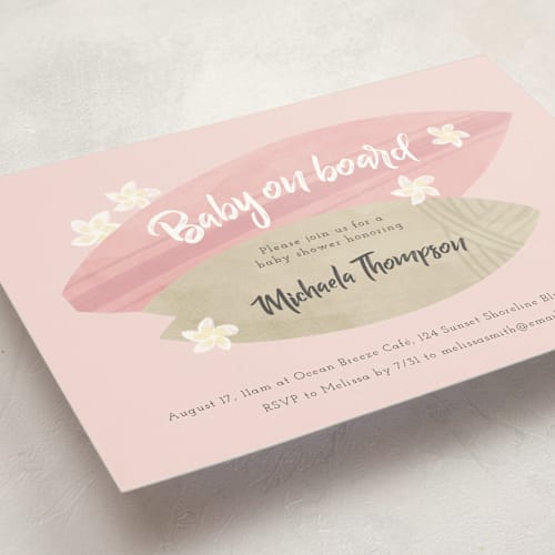 This is a berry baby shower invitations with standard by Adelyn T. called surf baby printing on signature in standard