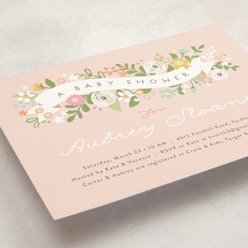 This is a strawberry ice baby shower invitations with standard by Jennifer Wick called rites of spring printing on signature in standard