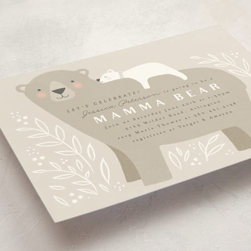 This is a cashmere baby shower invitations with standard by Karidy Walker called mama bear printing on signature in standard